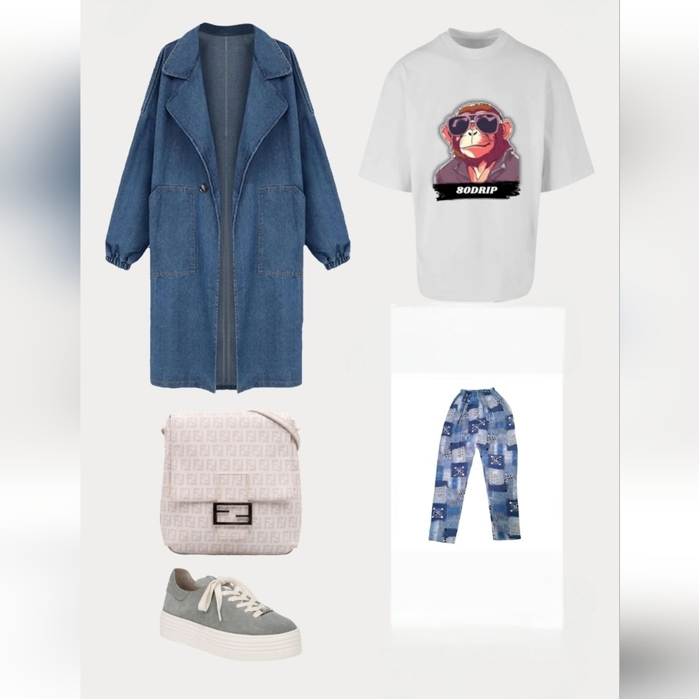 Risa Blue and Gray Yoga Haren Pant with Elastic Waistband Size Medium - Picture 4 of 9